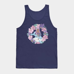 Mermaid dolphin floral ring Tank Top